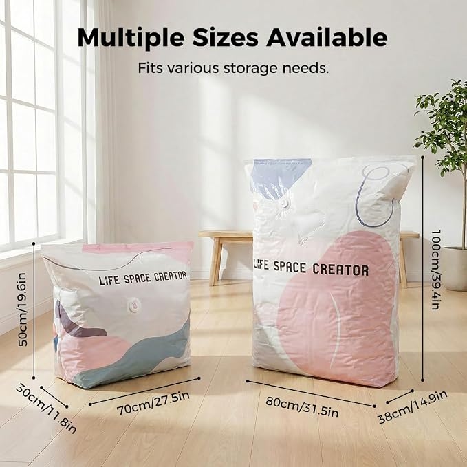 No-Pump Vacuum Storage Bags, Upgrade Large Storage Compression Bags No-Pump 3D Vacuum Storage Bags for Clothes, Comforters, Blankets, 2026 New Cube Compression Space Saver Bags (White X5)