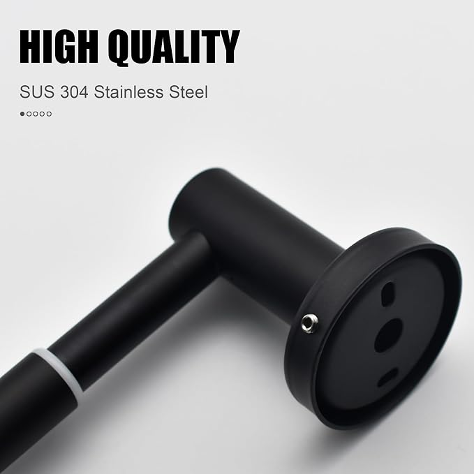 Towel Bar - Adjustable 304 Stainless Steel Towel Holder for Bathroom | Sturdy and Rustproof Wall Mounted Towel Rack for Bathroom Accessories(11.8inch-22.6inch) , Black