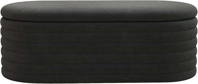 Storage Ottoman Bench 40 inch Upholstered Chenille Fabric Storage Bench for Bedroom End of Bed Stool Aesthetic Large Storag Ottoman for Living Room Entryway,Black