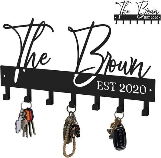 Customized Meaningful Phrase Key Holder Wall Mount,Black Exquisite Metal Key Hanger for Wall,Key Hooks with Screw for Hallway,Office,Kitchen Decor