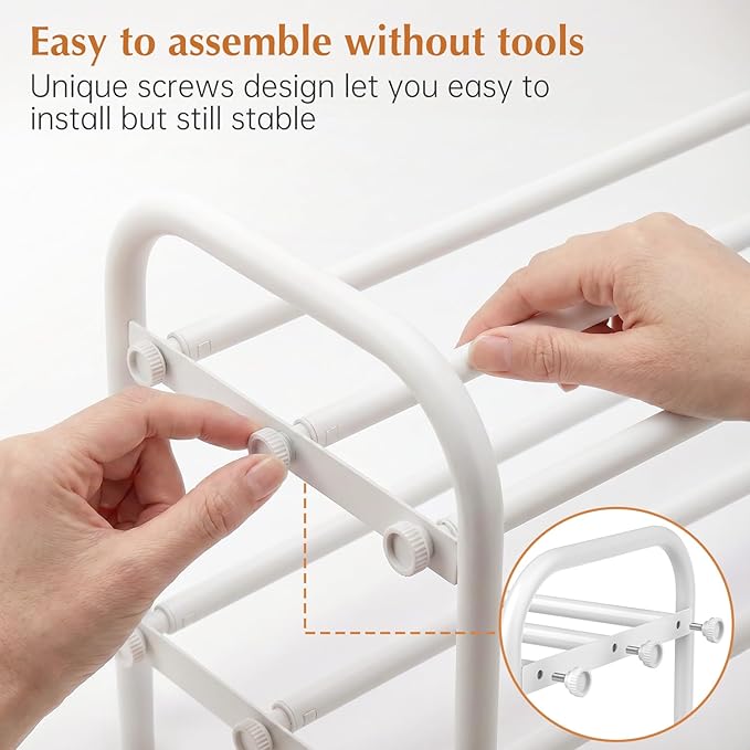 INSMART 4-Tier Expandable Shoe Rack, Stackable and Adjustable Shoes Organizer Storage Shelf, Sturdy and Durable Metal Structure Free Standing Shoe Rack for Closet Entryway Doorway, White