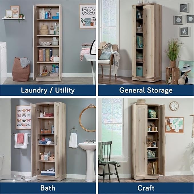 Sauder HomePlus Two Door Storage Cabinet/Pantry Cabinet, Pacific Maple Finish | Two Door