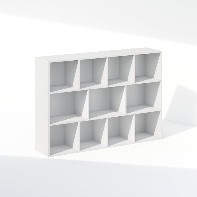 Furinno Reed Closet Organizers and Storage, 11-Cube Closet Organizer, Open Shelf Closet Storage, for Wardrobe, Bedroom, Living Room, White