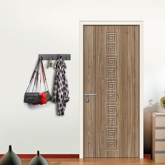Key Hooks for Wall, Key Holder for Wall with 2 Self-adhesive Tapes, Black | No Damage Self Adhesive Key Holder Rack for Wall with 4 Key Hooks for Entryway, Door, Bathroom, Kitchen