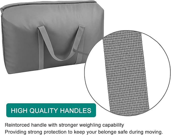 100L Extra Large Storage Bags, Big Moving Bags with Strong Zippers & Carrying Handles, Packing Bags for Moving, Storage, Travel and Camping, Storage Totes For Space Saving (Grey, 2 Pack)
