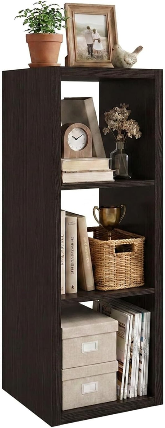 WannabeMyself【2026 Wooden Thick Frame】 3 Cube Storage Organizer with Anti-Tipping Kits, Reversible Open Back Book Shelf,Bookcase for Living Room,Bedroom,Entrance Hall,Office,11.6×36.3×13.1,Chocolate
