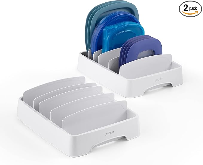 YouCopia StoraLid Adjustable Food Container Lid Organizer for Kitchen Cabinet Storage, Small, 2-Pack