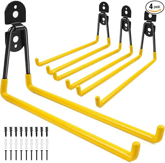 11 Inch Garage Hooks Heavy Duty, 4 Pack Large Garage Storage Utility Hooks, Wall Mount Tool Hanger, Garage Organizer for Ski/Snow Board, Chair, Hose, Chair, Broom, Garden Tools