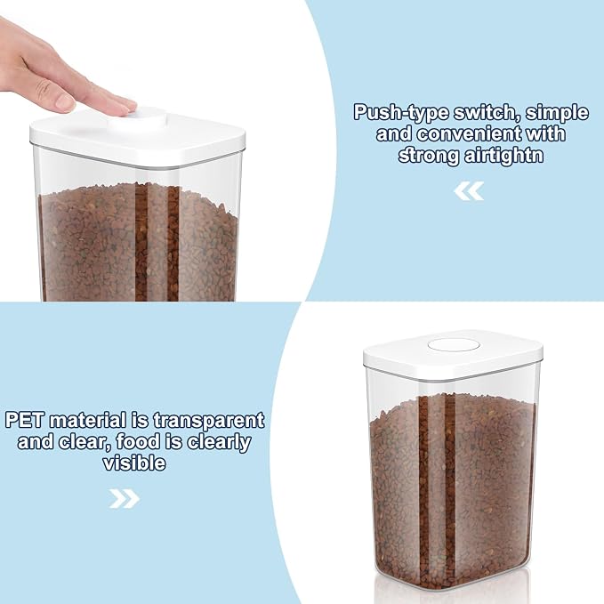 LEAWALK 5-8 Lbs/6Qt Airtight Dog Cat Food Storage Container and Pet Storage Bin BPA-Free, PET Clear Stackable Dog Treat Containers Measuring Scoop Suitable for Dogs Food, Cats Food and Other Dry-1Pack
