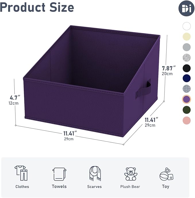 DIMJ Closet Storage Bins 10 Pack - Fabric Storage Baskets for Shelves, Collapsible Clothes Organizer with Handles, Trapezoid Shelf Organization Storage Cubes for Purse, Toys, Books, Towel, Clothes