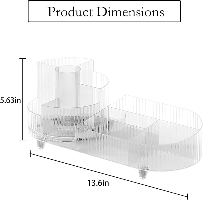 Rotating Makeup Organizer for Vanity with Brush Holder, Cosmetic Makeup Storage Organizer, Large Spinning Makeup Skincare Organizer, Countertop Makeup Perfume, Lotions Display Case (Transparent)
