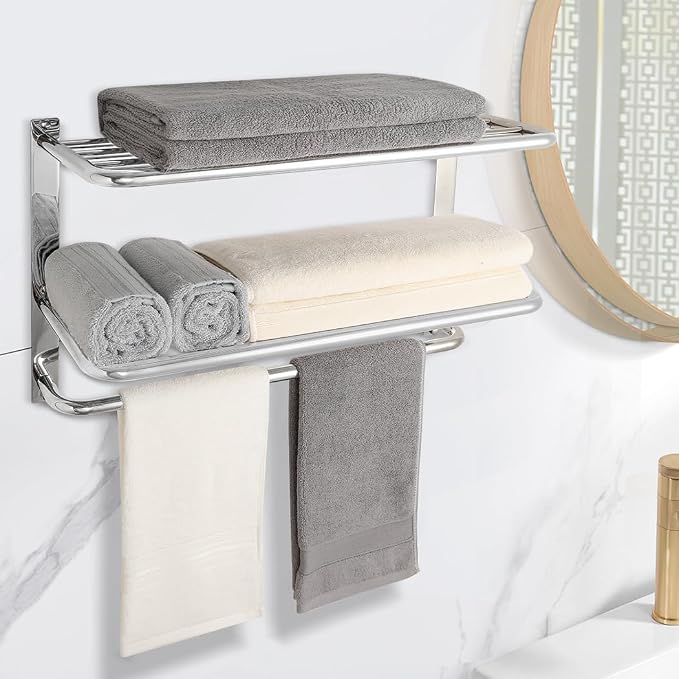 3-Tier Bathroom Towel Rack, SUS 304 Wall Mount, Brushed Nickel