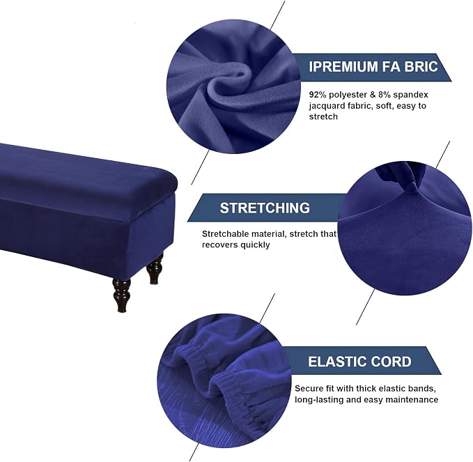 FUANGUI Ottoman Cover Slipcovers Rectangular Folding Stretch | Storage Bench Footrest Sofa Stool Covers Footstool Protector with Elastic Bottom, Removable Washable,Large
