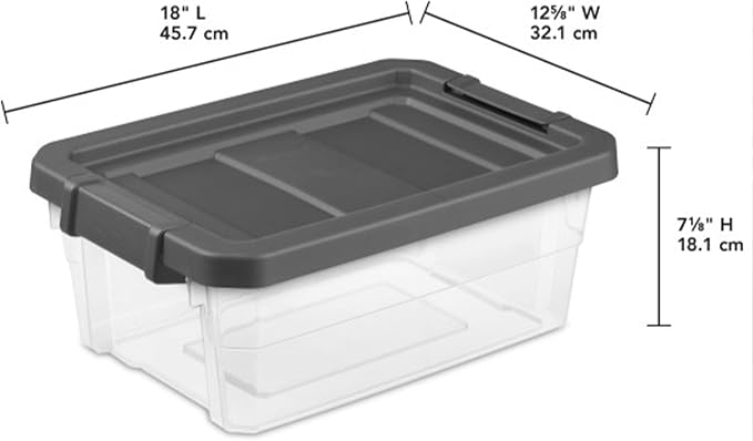 Sterilite 18-Pack Modular Stacker Box, Durable Clear Plastic Storage Bins with Latching Lids, 16 Quart - Stackable Organizing Container Boxes for Closet, Bathroom, and Office
