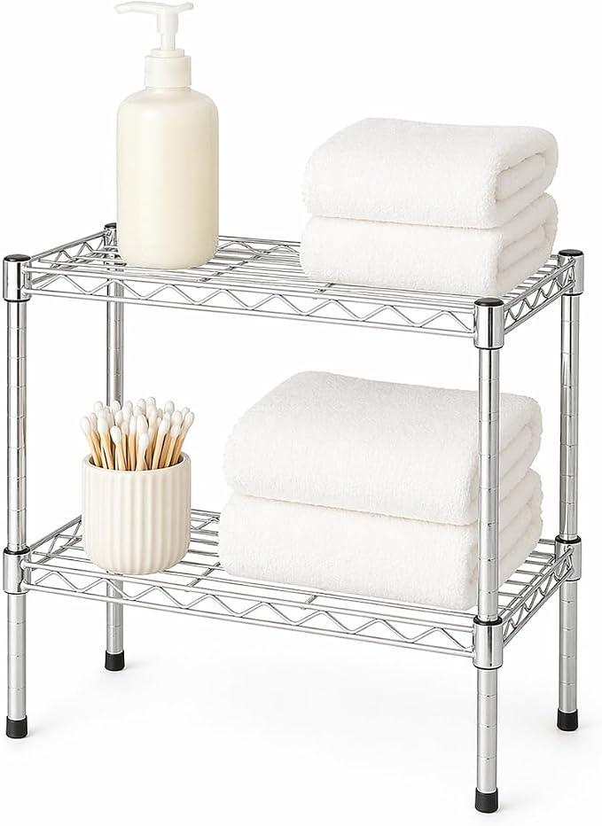 Honey-Can-Do 14x24x24 Shelving Unit CRM SHF-09374 Chrome, 500 lbs | 500 lb total; rust-resistant chrome; caster-ready (wheels sold separately); tool-free build for kitchen, garage & office