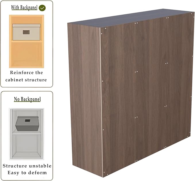 OSCHF 9-Cube Storage Shelf Bookcase, Walnut | Wooden 3-Tier Open Bookshelf, Fits 11×11" Bins, Vertical or Horizontal Use, Full Back Panels, For Home Office
