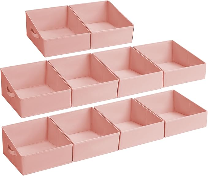DIMJ Closet Storage Bins 10 Pack - Fabric Storage Baskets for Shelves, Collapsible Clothes Organizer with Handles, Trapezoid Shelf Organization Storage Cubes for Purse, Toys, Books, Towel, Clothes