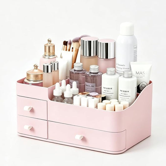 Makeup Organizer with 3 Drawers, Bathroom Counter Organizer. | Plastic Cosmetic Display Case, Ideal for Make Up, Skincare, Perfume; Suitable for Dresser Top, Vanity and Desk