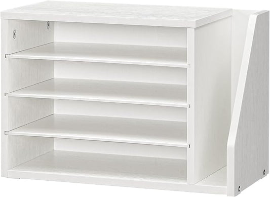 HOOBRO Mail Sorter, Literature Organizer with Adjustable Shelves, Paper Organizer for Office, Home, Wood Countertop File Holders, Mails, Magazines, White WT41WF01