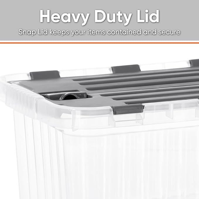 Superio Storage Bins with Lids, Clear Plastic Containers for Organizing, Stackable Totes, BPA Free, Odor Free, Organizer Boxes for Home, and Dorm, 10.5 Quart (4 Pack, 15"x10"x7")