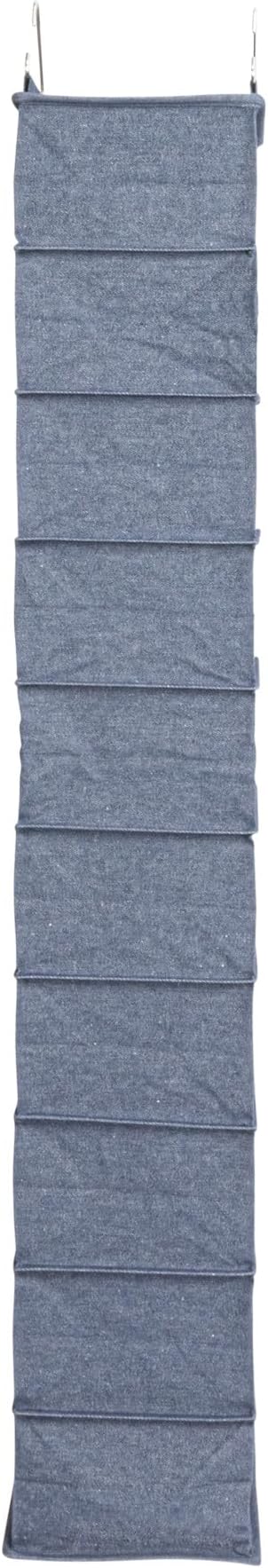 Household Essentials Hanging Narrow Cotton Blend and Plastic Closet Organizer with 10 Storage Shelves, Denim