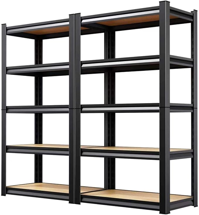 2 Pack Garage Shelving Heavy Duty Storage Shelves, Metal Adjustable Shelving Unit, Utility Garage Organizer Shelf for Basement, Pantry, Kitchen, Warehouse, 71.2" Hx28 Wx12 D, Black