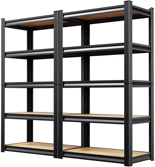 2 Pack Garage Shelving Heavy Duty Storage Shelves, Metal Adjustable Shelving Unit, Utility Garage Organizer Shelf for Basement, Pantry, Kitchen, Warehouse, 71.2" Hx28 Wx12 D, Black