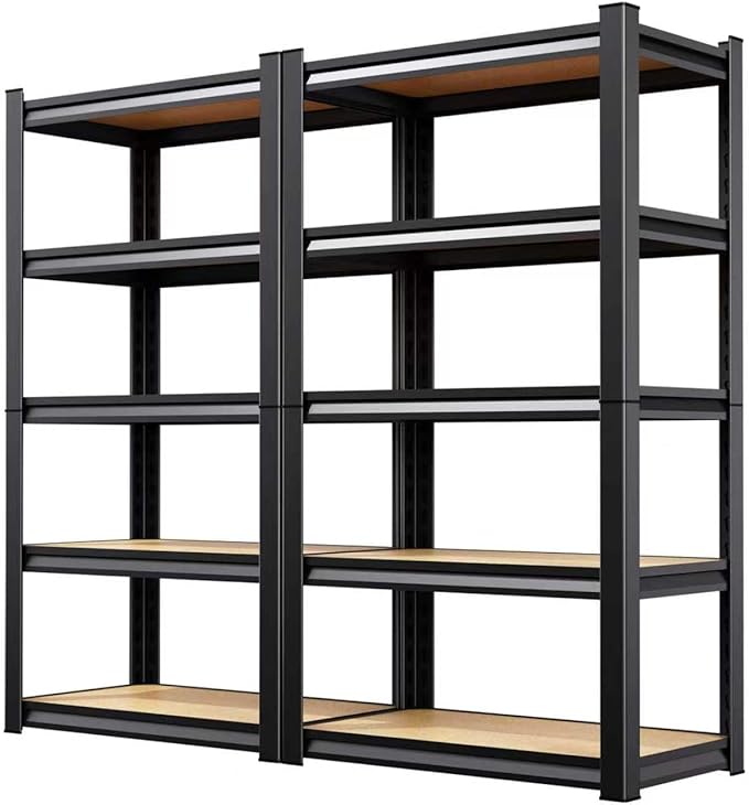 71" H x 28" W x 12" D Garage Shelving Unit, 2-Pack Heavy Duty Metal Storage Shelves,1900 LBS Total Capacity, Adjustable Boltless Steel Racks for Garage, Pantry, Basement, Warehouse, Black