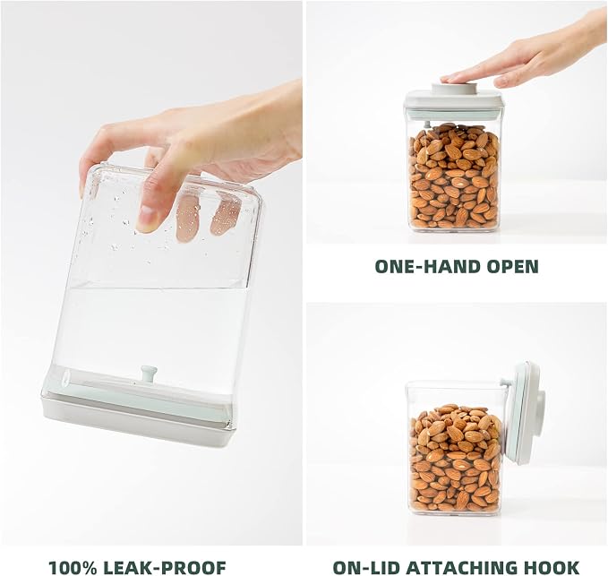 Pop Top Food Storage Containers, 0.5 Qt & 1.5 Qt Airtight Jars | Clear Stackable Kitchen Jars for Oats, Coffee, Sugar, Nuts and Snacks, Designed for Breakfast Stations and Small Cabinets