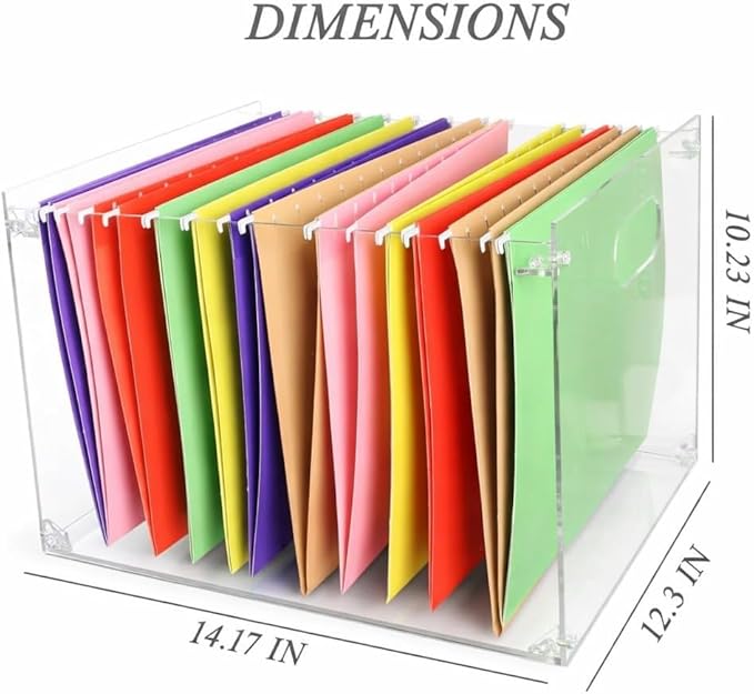 Clear Acrylic File Organizer, with Handles – Easy Assembly Required, Acrylic File Holder for Office, Letter/A4 Documents, Magazines & Binders – Fits Standard 8.5"x11" Paper Perfectly