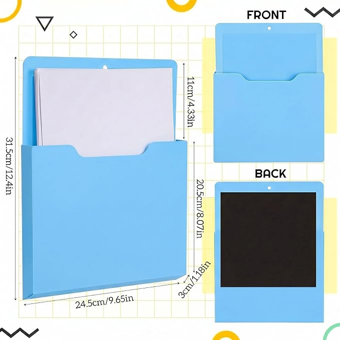 Gilprop 8 Pack Magnetic File Folder Holder for Whiteboard Classroom Storage | 10"x13"x1.2" Hanging Magnetic Wall File Organizer, Refrigerator Magazine Holder, for Mail Letters Paper Desk Office
