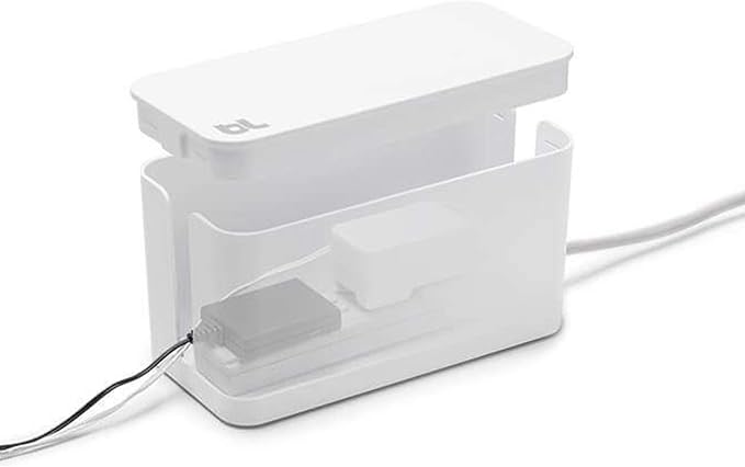 Bluelounge CableBox Cable and Cord Management System - Set of 1 Large and 1 Mini Box - White