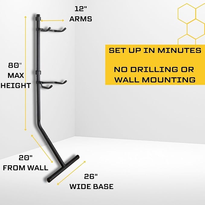 Saris Bike Bunk 2 Bike Storage Gravity Stand – No Drilling Required, Adjustable Arms, Floor & Wall Protection, Space-Saving Bike Rack for Home, Holds 2 Bikes