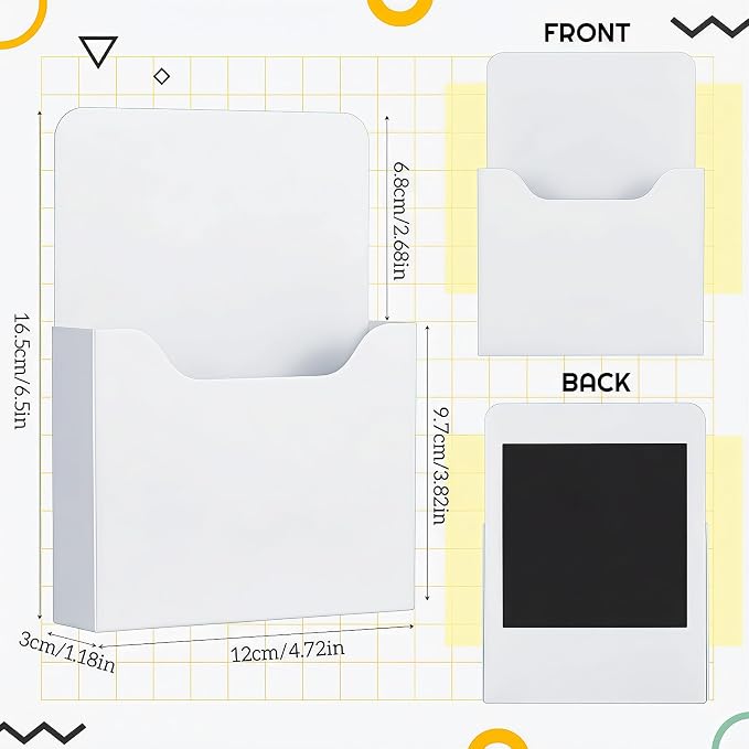 Gilprop 8 Pack Magnetic File Folder Holder for Whiteboard Classroom Storage | 5"x7"x1.2" Hanging Magnetic Wall File Organizer, Refrigerator Magazine Holder, for Mail Letters Paper Desk Office