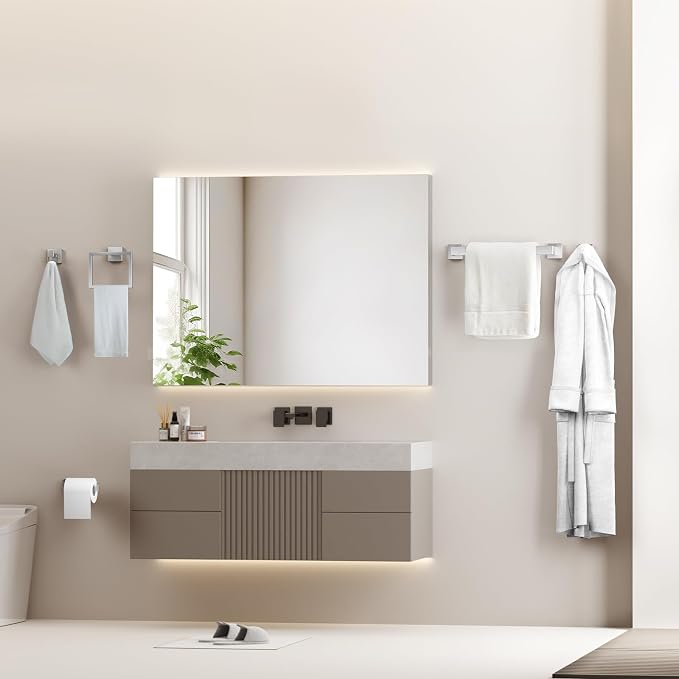 Bathroom Hardware Accessories Set: Bath Towel Bar Set, Towel Racks for Bathroom Wall Mounted, SUS304 Stainless Steel (Brushed Nickel, 5-Pieces)