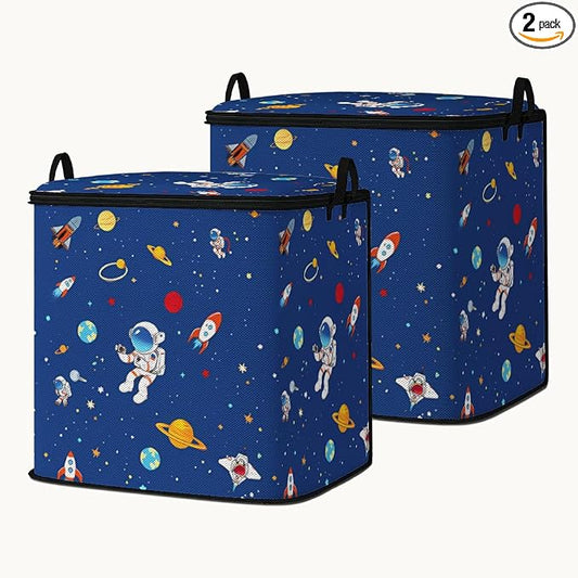 2pcs blanket storage bag for under bed,closet organizers 95L | clothing sweater sheet bedding comforter duvet quilt pillow toy storage bags with lids,dorm room essentials for containers