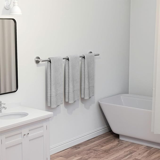 USHOWER Brushed Nickel Bath Towel Bar, 30-Inch Towel Racks for Bathroom | Thicken SUS304 Stainless Steel Towel Rod, Towel Holder Wall-Mounted, Modern Home Decor (Total Length 32-Inch)