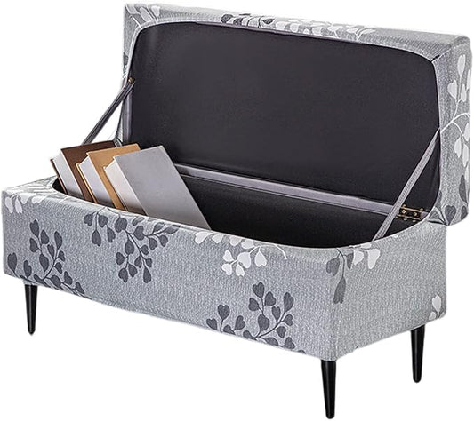 FUANGUI Ottoman Cover Slipcovers Rectangular Folding Stretch | Storage Bench Footrest Sofa Stool Covers Footstool Protector with Elastic Bottom, Removable Washable,Medium