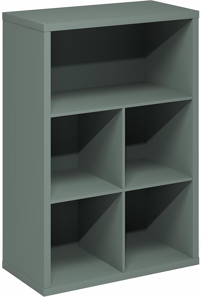 5-Cube Bookcase, Cube Storage Organizer Bookshelf, Book Shelf with Closed Back, 15.3 x 29.9 x 43.3, for Bedroom, Living Room, Home Office, Sage Green