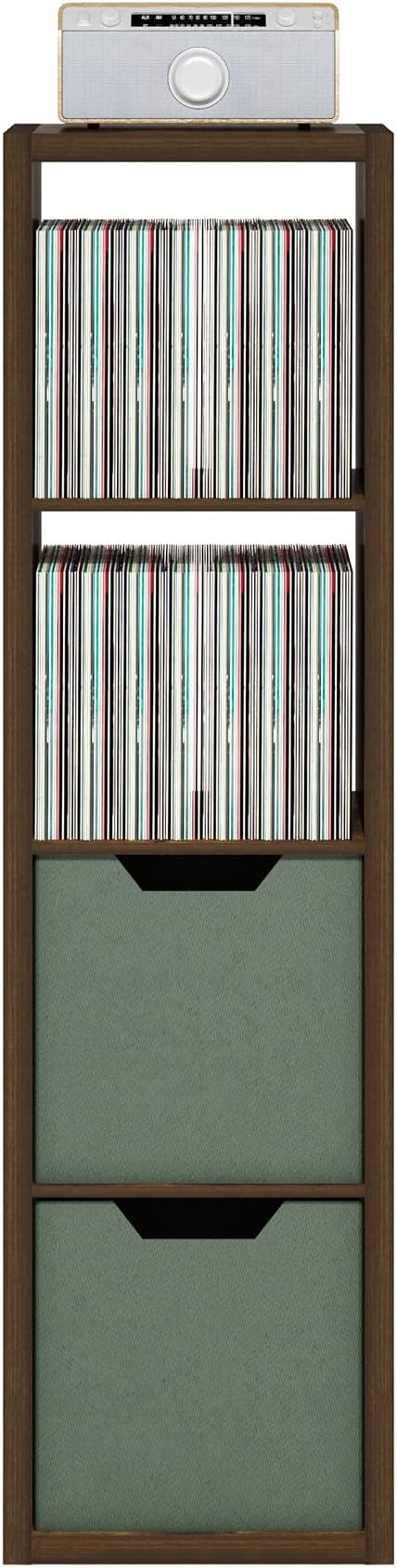 Furinno Cubicle Book Shelf, Vertical 4-Cube Bookshelf, Extra Thick Horizontally & Vertically Reversible Bookcase with Open Back, 14.6" x 16" x 58", for Living Room, Bedroom, Home Office, Amber Pine