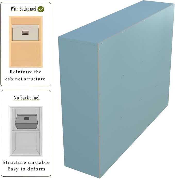 OSCHF 12-Cube Storage Shelf Bookcase, Light Blue | Wooden 3-Tier Open Bookshelf, Fits 11×11" Bins, Vertical or Horizontal Use, Full Back Panels, For Home Office
