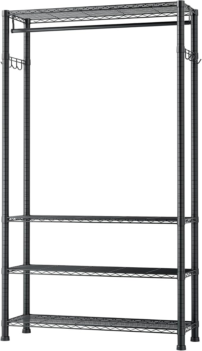VEVOR Clothing Garment Rack, Heavy Duty Closet Wardrobe, Adjustable Tiers Clothes Racks with Steel Frame, for Bedroom, Clothing Store, Hallway