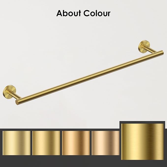 FORIOUS Towel Bar 30" Towel Racks for Bathroom Wall Mounted Brushed Gold | Total Length 32 Inch, Rustproof, Stainless Steel Towel Holder, Wall Mounted for Bathroom Bedroom, Heavy Duty, Space Saving