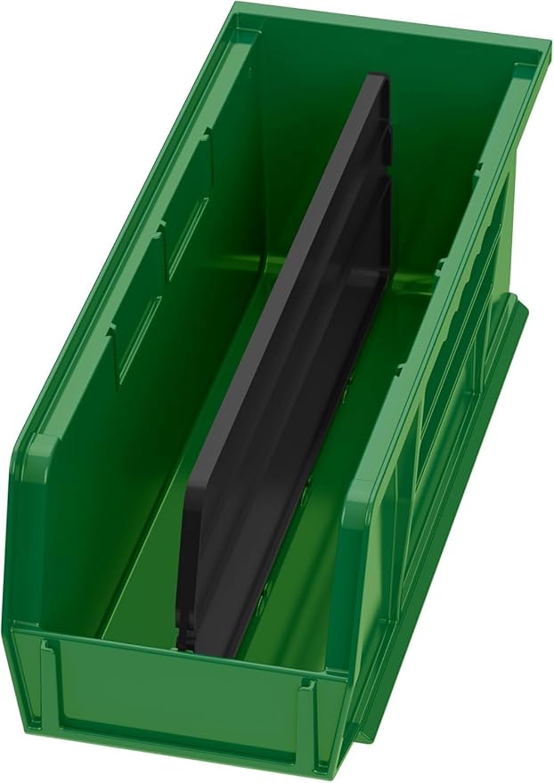 Akro-Mils 30224 AkroBins Plastic Storage Bins, 11"x 4"x 4", Green, 12-Pack | Space-Saving Stackable Bins for Garage, Pantry, Craft Organization