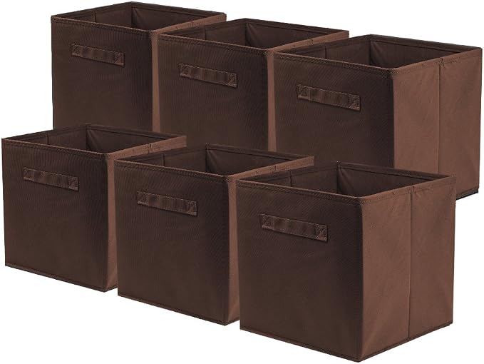 ShellKingdom Storage Bins, Foldable Fabric Storage Cubes And Cloth Storage | Storage Organizer For Closet And Toys, 10.5x10.5x11 INCH, 6 Pack (Chocolate)