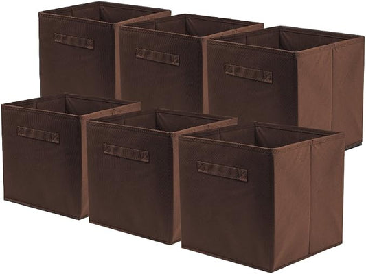 ShellKingdom Storage Bins, Foldable Fabric Storage Cubes And Cloth Storage | Storage Organizer For Closet And Toys, 10.5x10.5x11 INCH, 6 Pack (Chocolate)