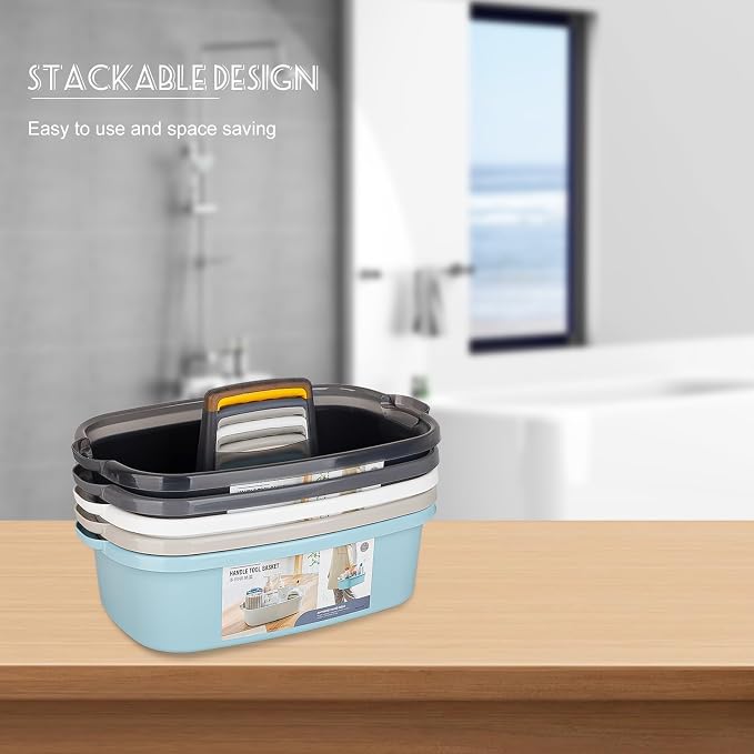 Large Cleaning Supplies Caddy Portable Shower Caddy Basket Light Grey | Sturdy Supply Organizer with Handle Plastic Bucket Tool Storage for Bathroom Bedroom Kitchen Garden College Dorm Essentials