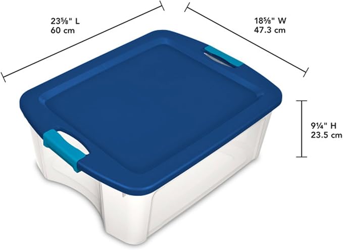 Sterilite Latch and Carry, Plastic Storage Bins w/Lids, 12 Gallon, 24-Pack | Stackable Tote Containers with Handles and Latching Lids for Bed, Garage, Office, Kitchen, Closet & Classroom