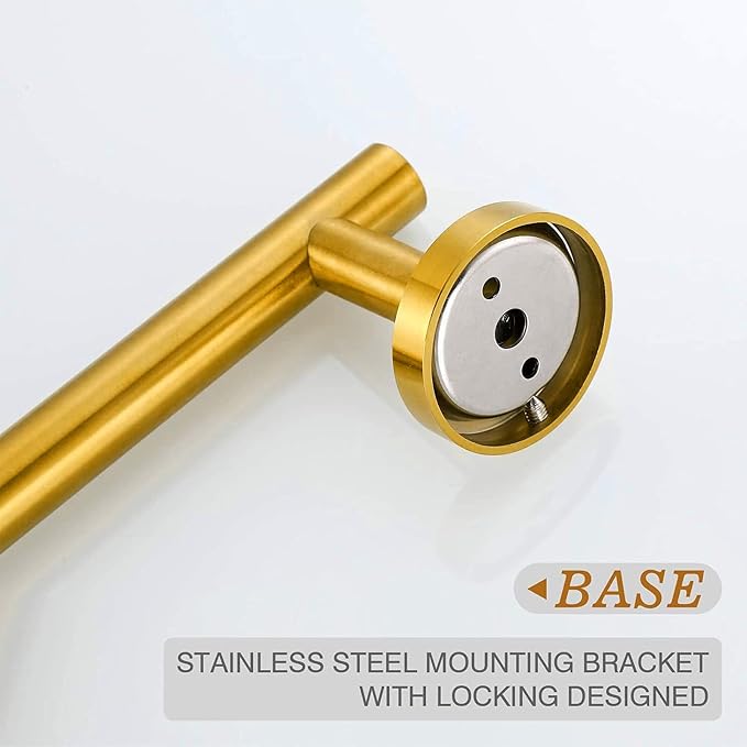 USHOWER 4PCS Brass Gold Bathroom Accessories Set, 18-Inch Towel Bar Set | Durable SUS304 Stainless Steel Bathroom Hardware Set, Towel Racks for Bathroom Wall Mounted, Modern Home Decor