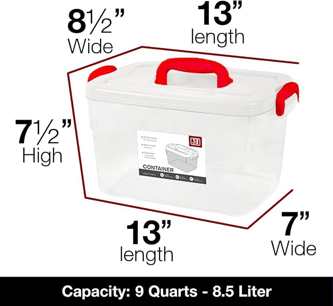 Tribello Clear Plastic Storage Bins with Lids and Handle Stackable Storage Bins, 2 Pack, 5 Quarts and 9 Quarts